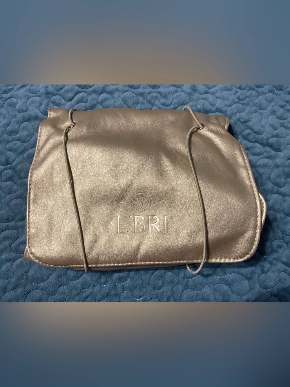 New L’BRI Roll-Up Makeup Travel Bag Golden Glow 4 Compartments Faux Leather